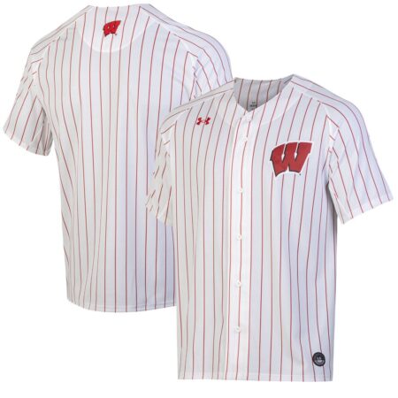 Wisconsin Badgers Under Armour Womens Full-Button Replica Softball Jersey – WhiteRed, Limited Replica Fan Edition