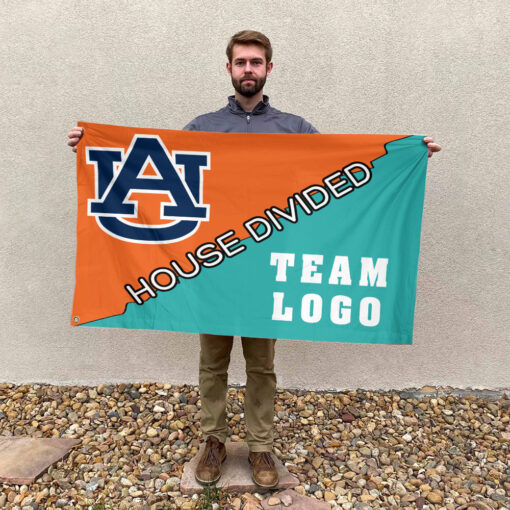 Auburn Tigers vs Custom Team House Divided Flag, College Custom Flag Auburn Tigers vs Custom Team House Divided Flag, College Custom Flag