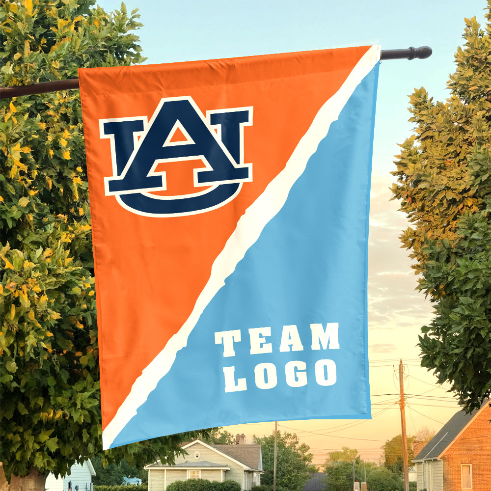 Auburn Tigers vs Custom Team House Divided Flag, Custom College Flag Auburn Tigers vs Custom Team House Divided Flag, Custom College Flag