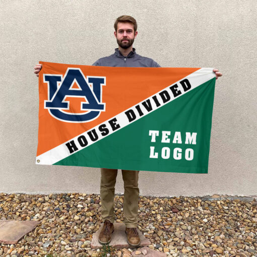 Auburn Tigers vs Custom Team House Divided Flag, Custom Split Flag Auburn Tigers vs Custom Team House Divided Flag, Custom Split Flag