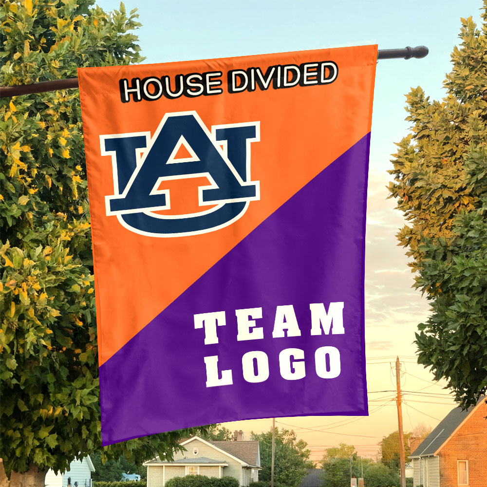 Auburn Tigers vs Custom Team House Divided Flag, NCAA Custom Flag Auburn Tigers vs Custom Team House Divided Flag, NCAA Custom Flag