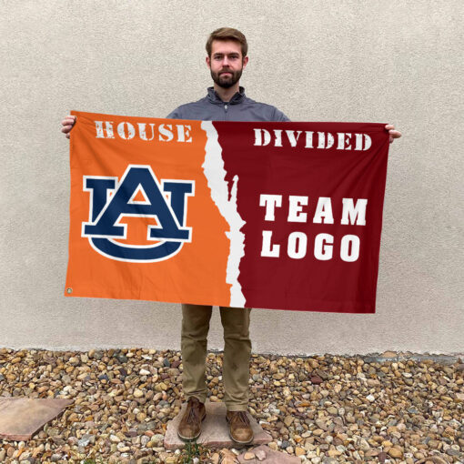 Auburn Tigers vs Custom Team House Divided Flag, NCAA House Flag Auburn Tigers vs Custom Team House Divided Flag, NCAA House Flag