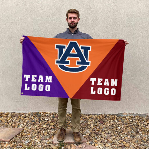 Auburn Tigers vs Custom Team House Divided Flag, NCAA Spirit Flag Auburn Tigers vs Custom Team House Divided Flag, NCAA Spirit Flag