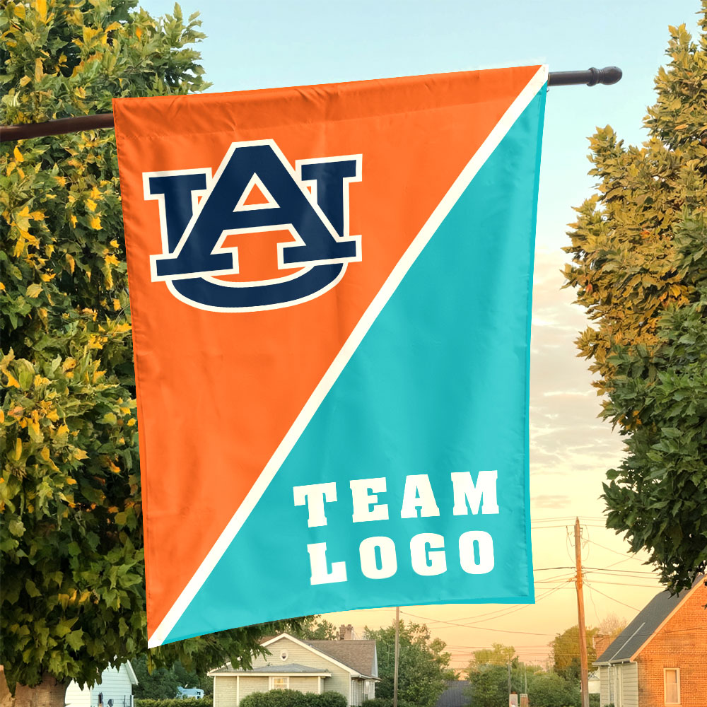 Auburn Tigers vs Custom Team House Divided Flag, NCAA Split Flag Auburn Tigers vs Custom Team House Divided Flag, NCAA Split Flag