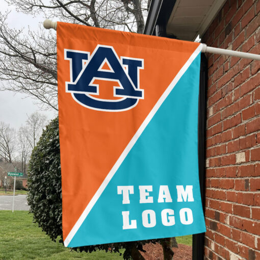 Auburn Tigers vs Custom Team House Divided Flag, NCAA Split Flag Auburn Tigers vs Custom Team House Divided Flag, NCAA Split Flag