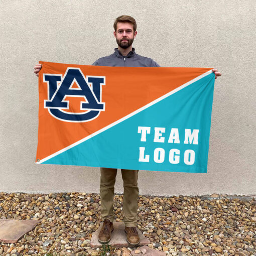 Auburn Tigers vs Custom Team House Divided Flag, NCAA Split Flag Auburn Tigers vs Custom Team House Divided Flag, NCAA Split Flag