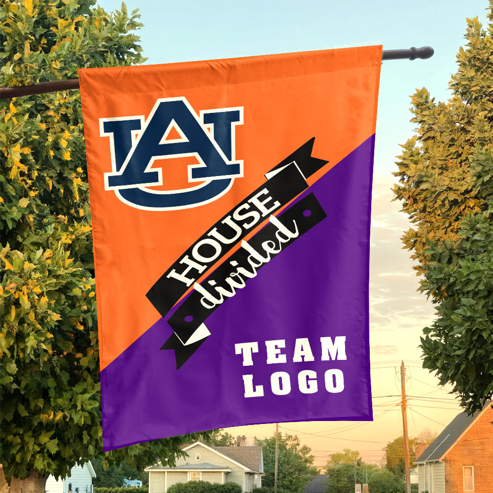 Auburn Tigers vs Custom Team House Divided Flag, NCAA Team Flag Auburn Tigers vs Custom Team House Divided Flag, NCAA Team Flag