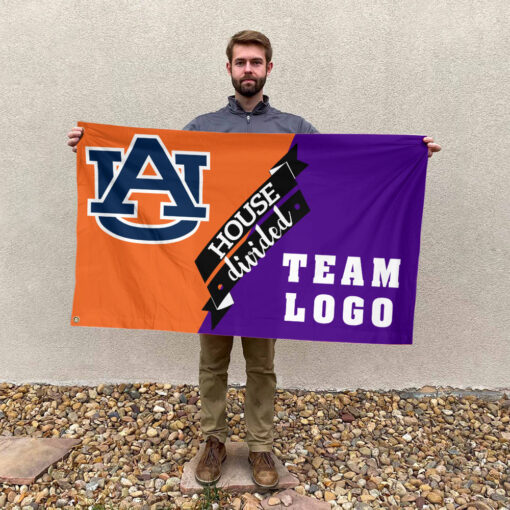 Auburn Tigers vs Custom Team House Divided Flag, NCAA Team Flag Auburn Tigers vs Custom Team House Divided Flag, NCAA Team Flag