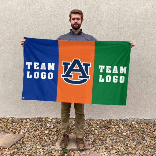 Auburn Tigers vs Custom Team House Divided Flag, NCAA Two Team Flag Auburn Tigers vs Custom Team House Divided Flag, NCAA Two Team Flag