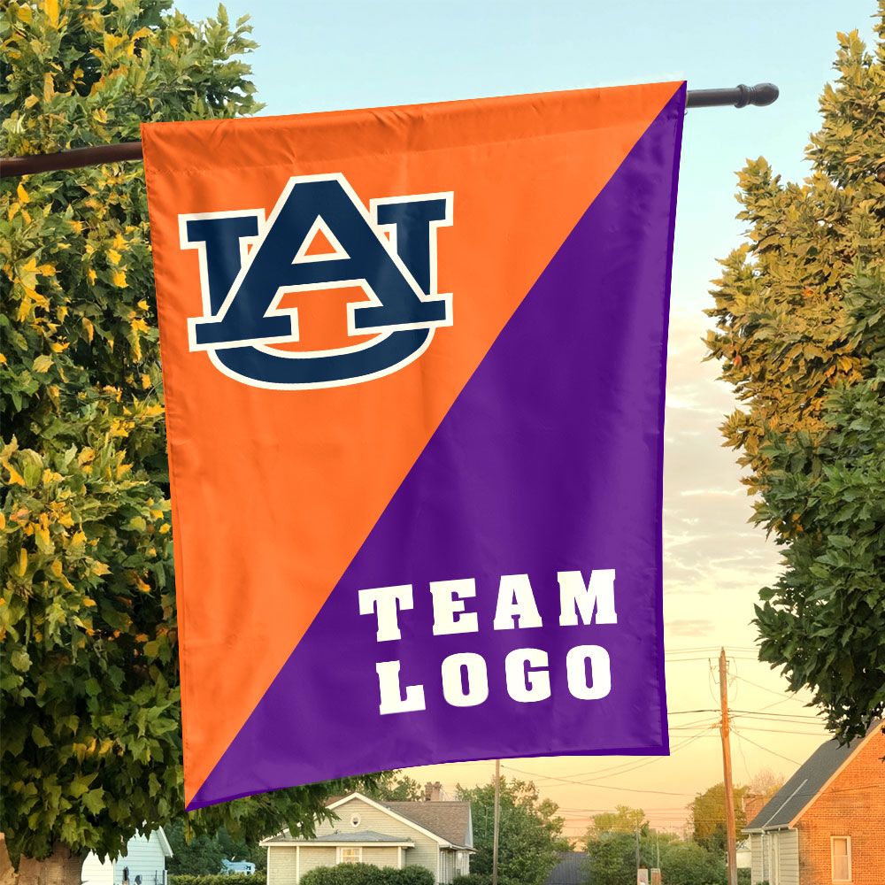 Auburn Tigers vs Custom Team House Divided Flag, Personalized College Flag Auburn Tigers vs Custom Team House Divided Flag, Personalized College Flag