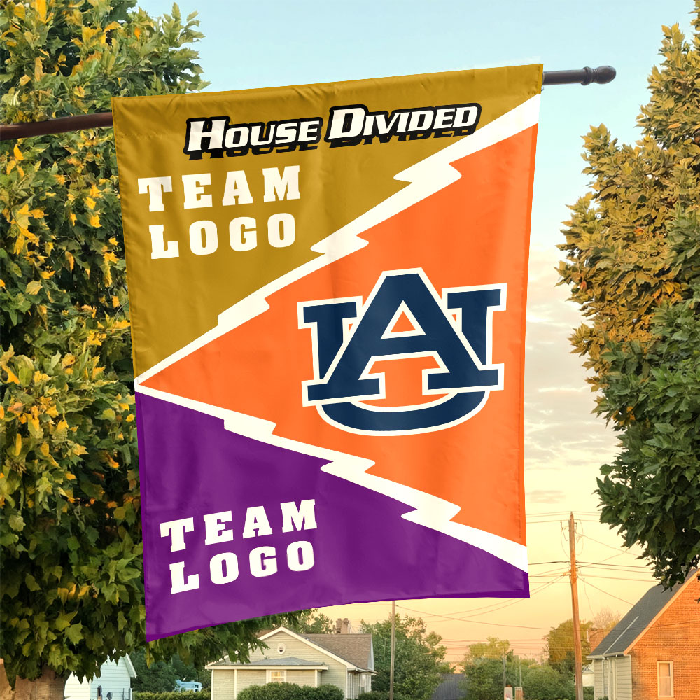 Auburn Tigers vs Custom Team House Divided Flag, Personalized Spirit Flag Auburn Tigers vs Custom Team House Divided Flag, Personalized Spirit Flag