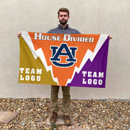 Auburn Tigers vs Custom Team House Divided Flag, Personalized Spirit Flag Auburn Tigers vs Custom Team House Divided Flag, Personalized Spirit Flag