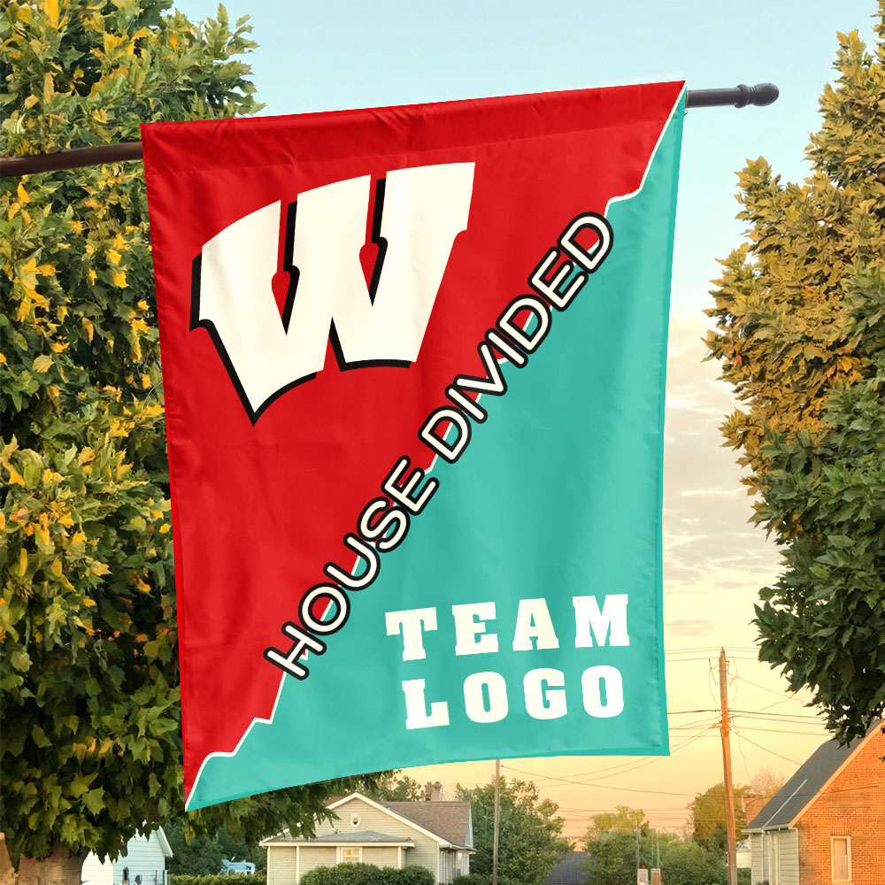 Badgers vs Custom Team House Divided Flag, College Custom Flag Badgers vs Custom Team House Divided Flag, College Custom Flag