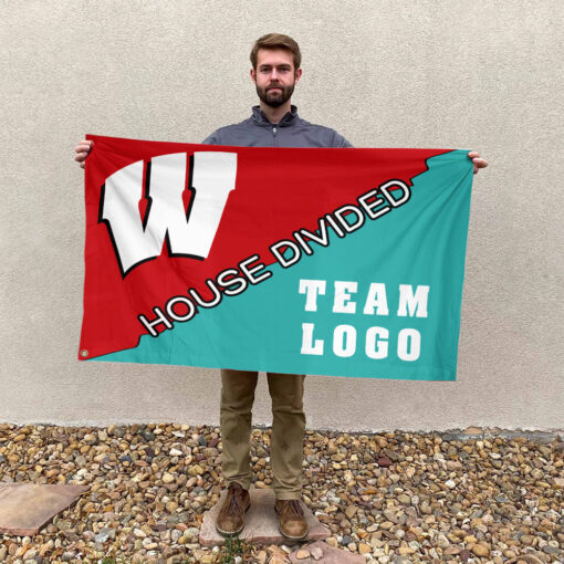 Badgers vs Custom Team House Divided Flag, College Custom Flag Badgers vs Custom Team House Divided Flag, College Custom Flag