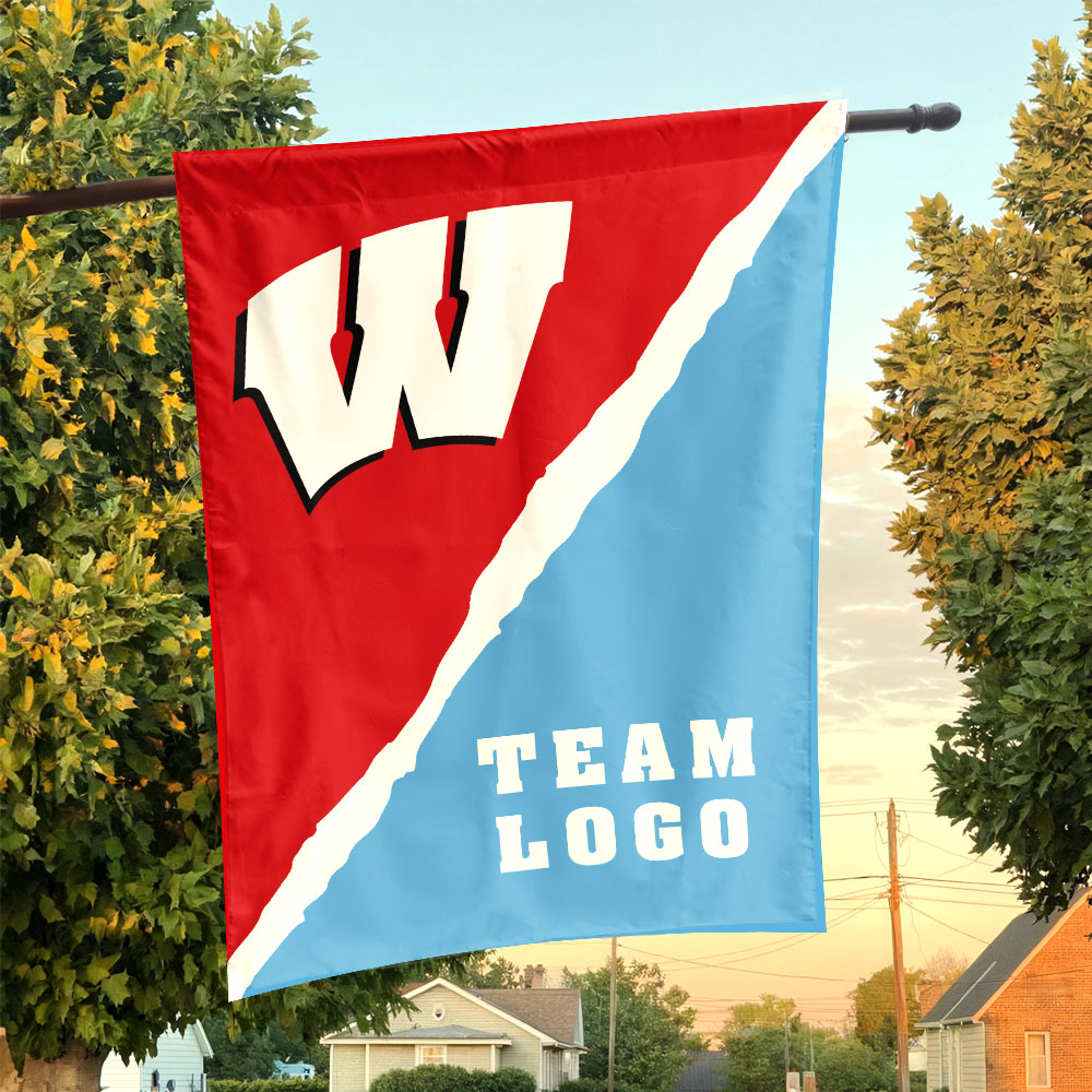 Badgers vs Custom Team House Divided Flag, Custom College Flag Badgers vs Custom Team House Divided Flag, Custom College Flag