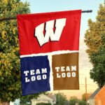Badgers vs Custom Team House Divided Flag, Custom Game Day Flag