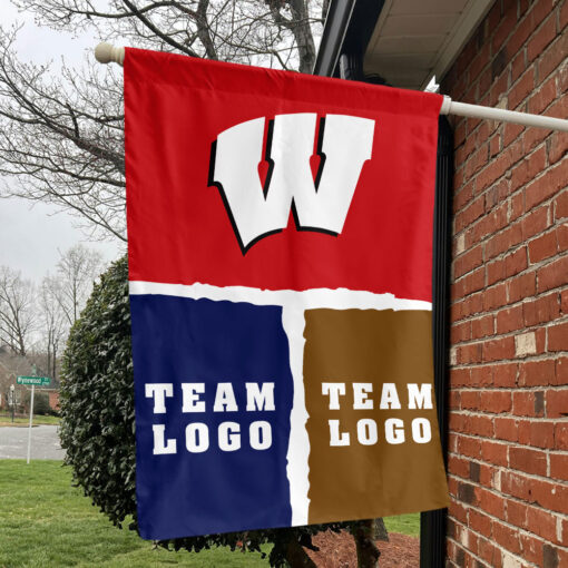 Badgers vs Custom Team House Divided Flag, Custom Game Day Flag