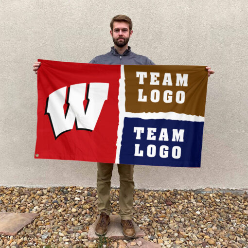 Badgers vs Custom Team House Divided Flag, Custom Game Day Flag
