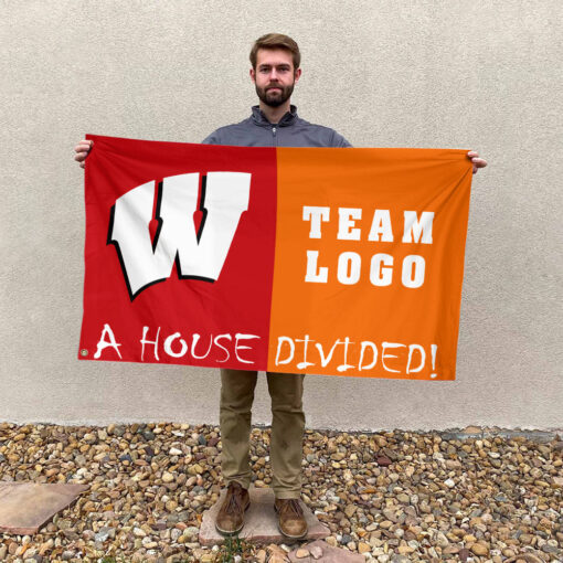 Badgers vs Custom Team House Divided Flag, Custom House Flag Badgers vs Custom Team House Divided Flag, Custom House Flag