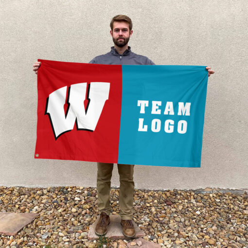 Badgers vs Custom Team House Divided Flag, Custom NCAA Flag