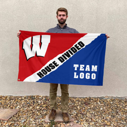 Badgers vs Custom Team House Divided Flag, Custom Rivalry Flag
