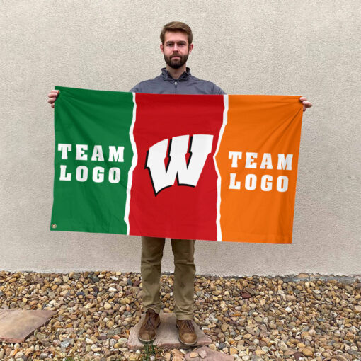 Badgers vs Custom Team House Divided Flag, Custom Two Team Flag