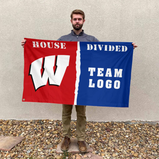 Badgers vs Custom Team House Divided Flag, NCAA College Flag