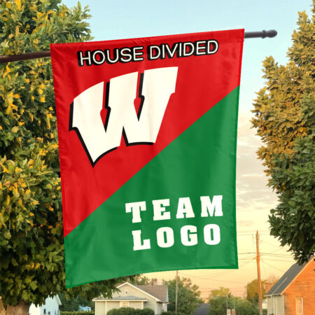 Badgers vs Custom Team House Divided Flag, NCAA Custom Flag