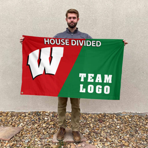Badgers vs Custom Team House Divided Flag, NCAA Custom Flag