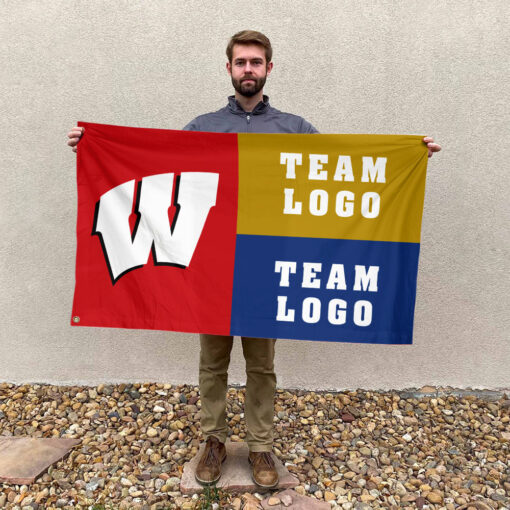 Badgers vs Custom Team House Divided Flag, NCAA Game Day Flag