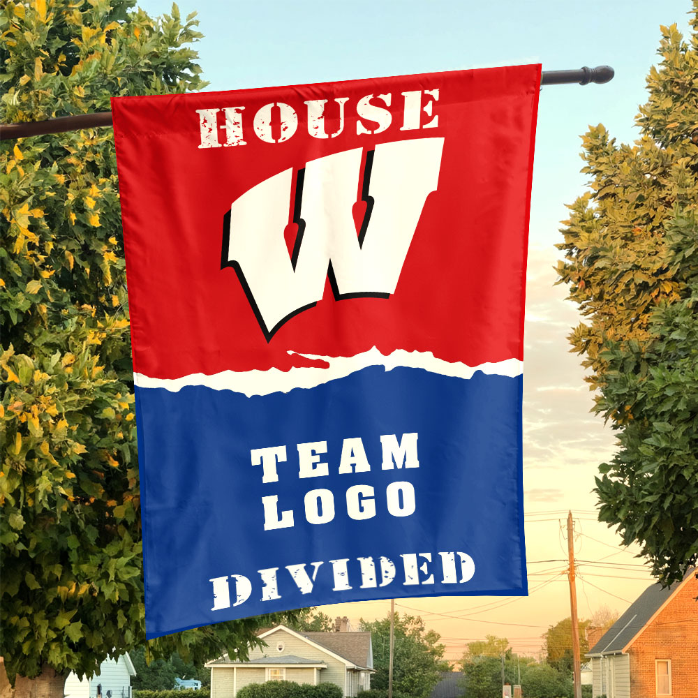 Badgers vs Custom Team House Divided Flag, NCAA House Flag Badgers vs Custom Team House Divided Flag, NCAA House Flag