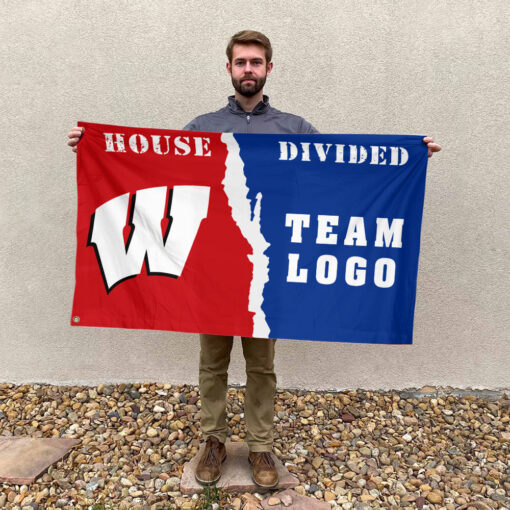 Badgers vs Custom Team House Divided Flag, NCAA House Flag Badgers vs Custom Team House Divided Flag, NCAA House Flag