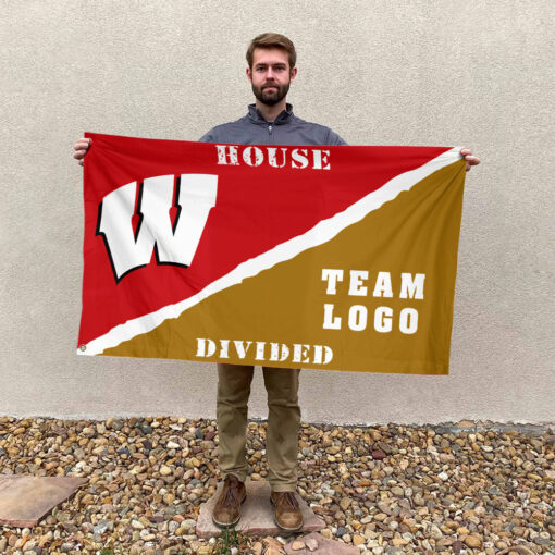 Badgers vs Custom Team House Divided Flag, NCAA Rivalry Flag