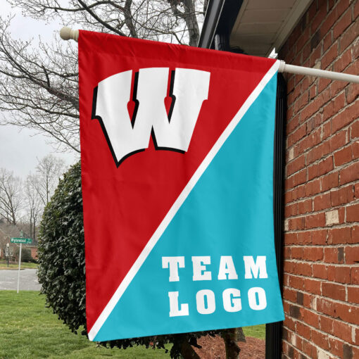 Badgers vs Custom Team House Divided Flag, NCAA Split Flag