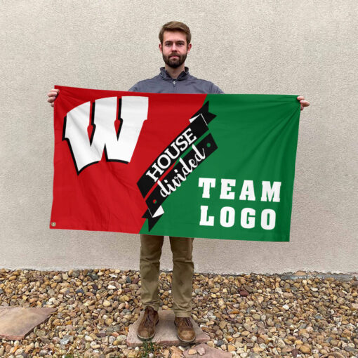 Badgers vs Custom Team House Divided Flag, NCAA Team Flag