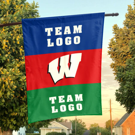 Badgers vs Custom Team House Divided Flag, NCAA Two Team Flag
