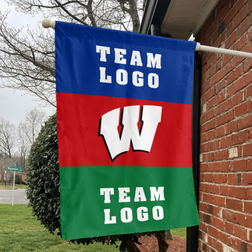 Badgers vs Custom Team House Divided Flag, NCAA Two Team Flag