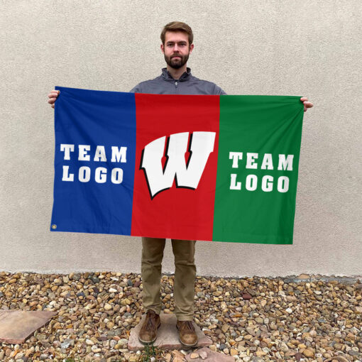 Badgers vs Custom Team House Divided Flag, NCAA Two Team Flag