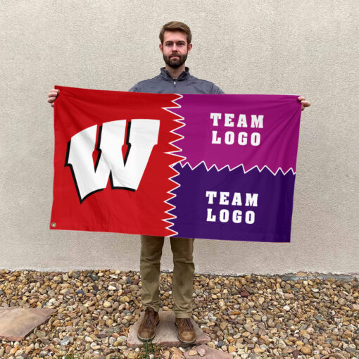 Badgers vs Custom Team House Divided Flag, Personalized Game Day Flag