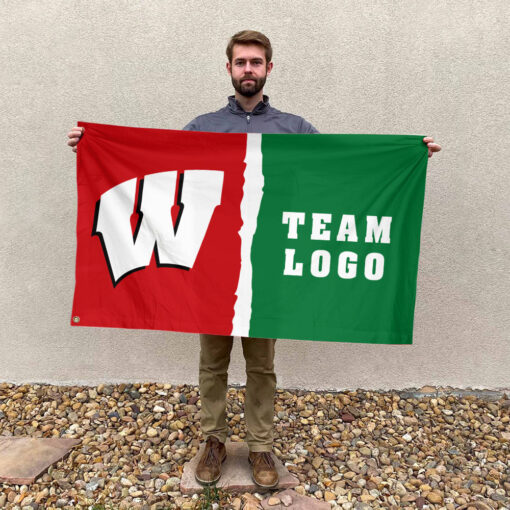 Badgers vs Custom Team House Divided Flag, Personalized NCAA Flag