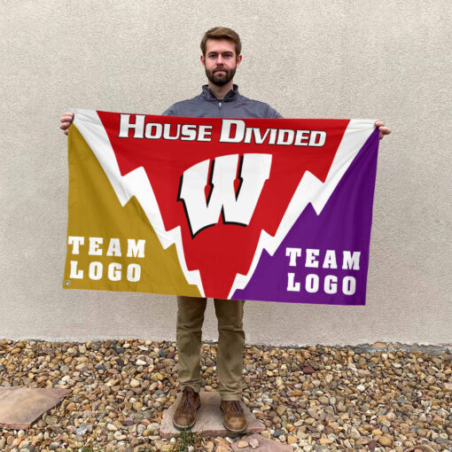 Badgers vs Custom Team House Divided Flag, Personalized Spirit Flag