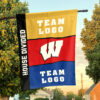 Badgers vs Custom Team House Divided Flag, Personalized Two Team Flag