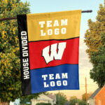 Badgers vs Custom Team House Divided Flag, Personalized Two Team Flag