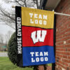 Badgers vs Custom Team House Divided Flag, Personalized Two Team Flag