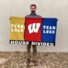 Badgers vs Custom Team House Divided Flag, Personalized Two Team Flag