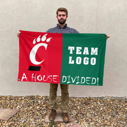 Bearcats vs Custom Team House Divided Flag, Custom House Flag