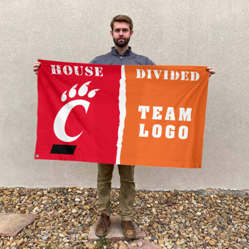 Bearcats vs Custom Team House Divided Flag, NCAA College Flag