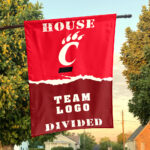 Bearcats vs Custom Team House Divided Flag, NCAA House Flag