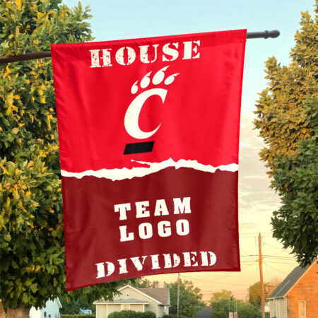 Bearcats vs Custom Team House Divided Flag, NCAA House Flag