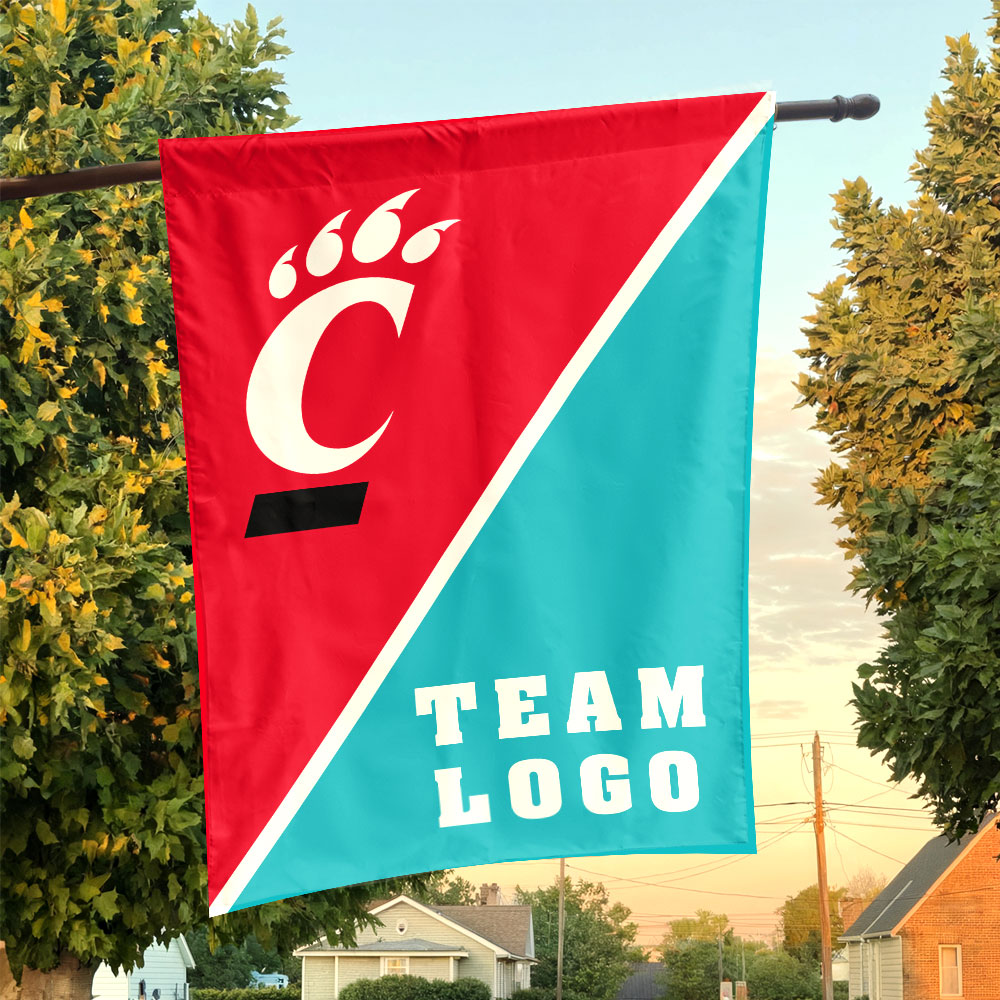 Bearcats vs Custom Team House Divided Flag, NCAA Split Flag Bearcats vs Custom Team House Divided Flag, NCAA Split Flag
